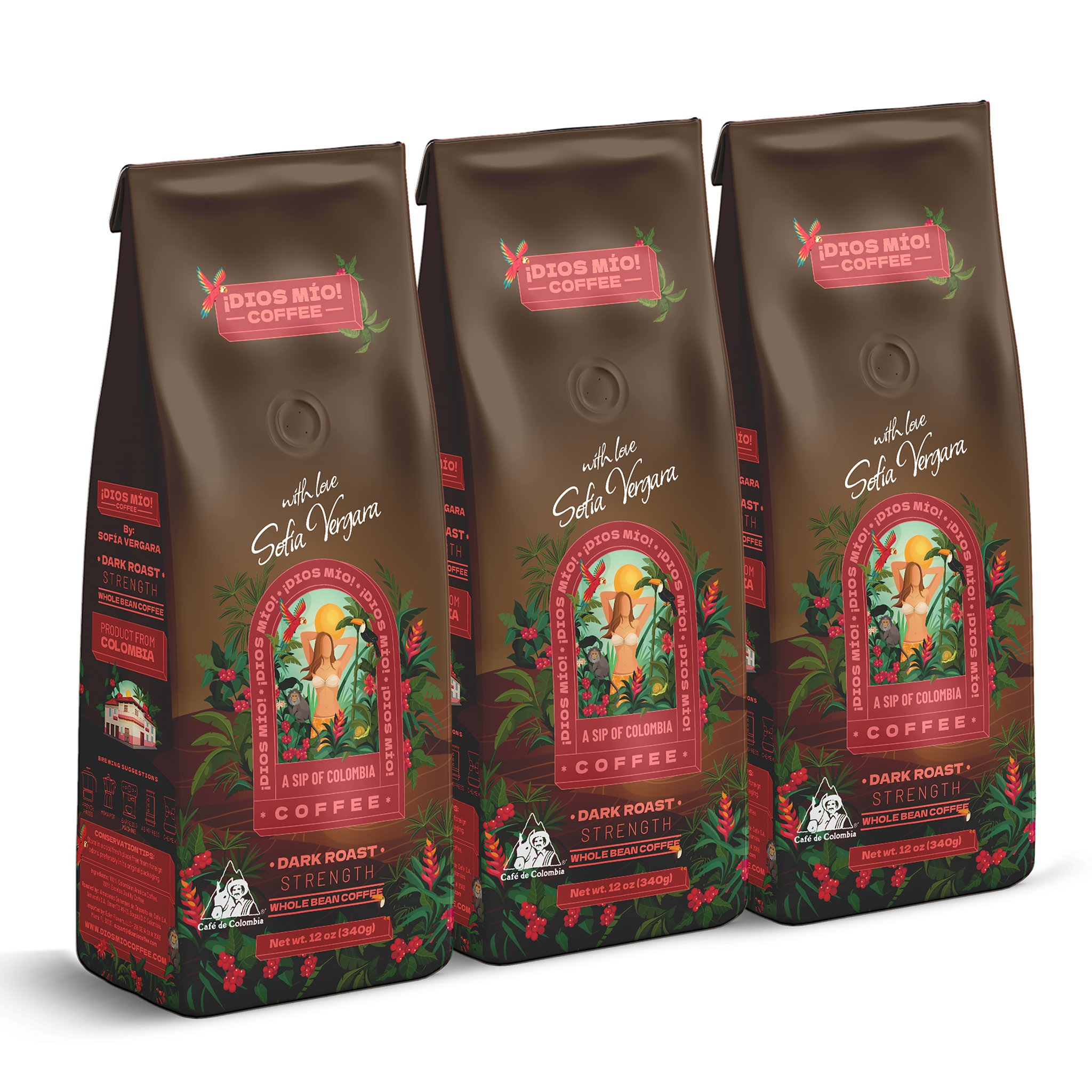 Café en grano – Tostión fuerte – 340 gr - Pack X3